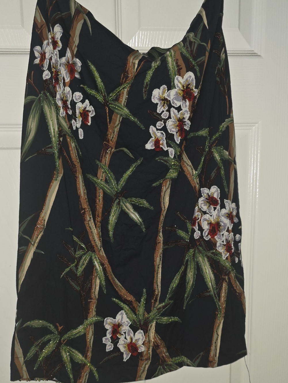 Black Floral Pencil Skirt with Orchid Print